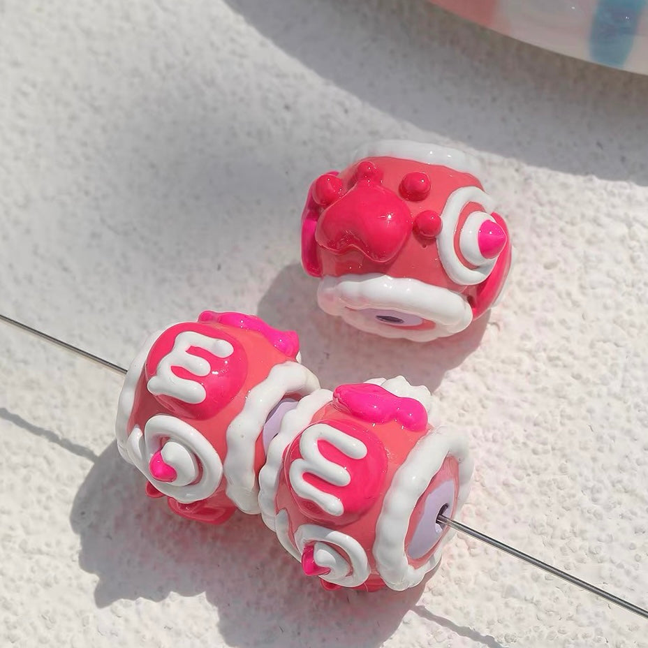 Strawberry-Colored Heavy-Craftsmanship Hand-Painted Beaded Strand