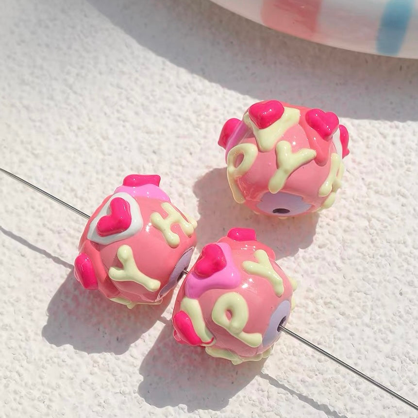Strawberry-Colored Heavy-Craftsmanship Hand-Painted Beaded Strand