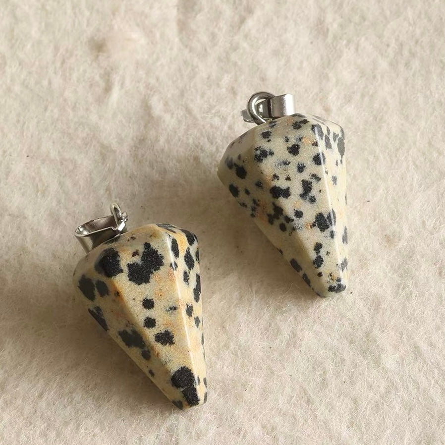 Natural Stone Faceted Triangular Hammer Pendant Beads