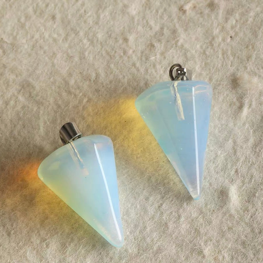 Natural Stone Faceted Triangular Hammer Pendant Beads