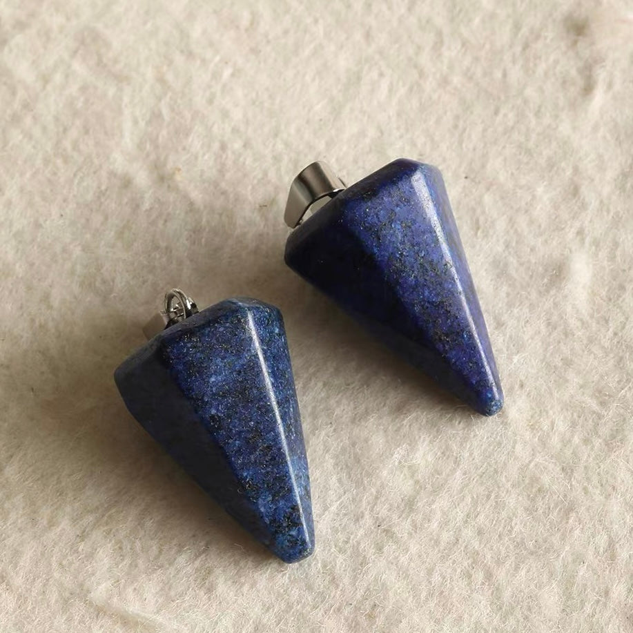 Natural Stone Faceted Triangular Hammer Pendant Beads
