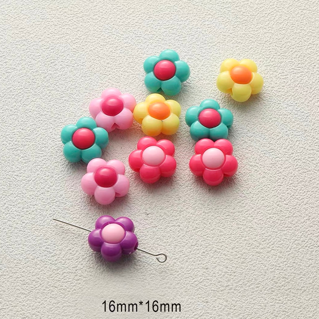 Mixed-Style Bead Strand with Colored Hearts, Butterflies and Flowers