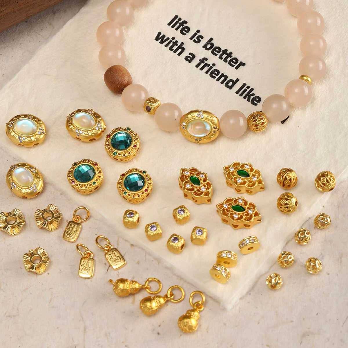 High color-retention placer gold bead