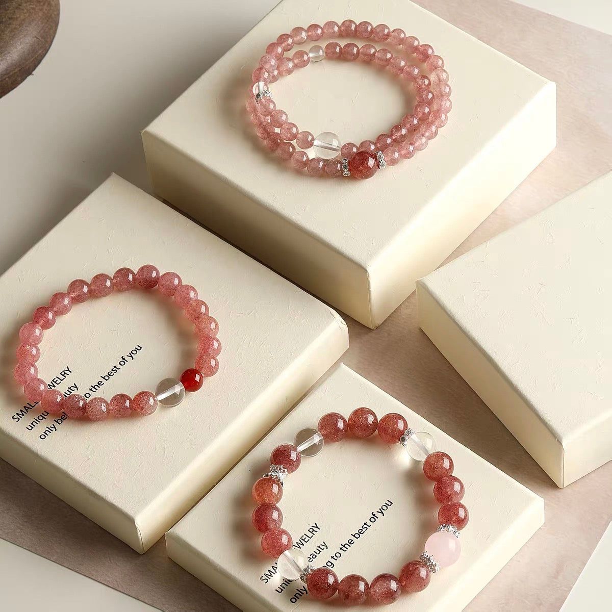 Natural strawberry quartz round bead