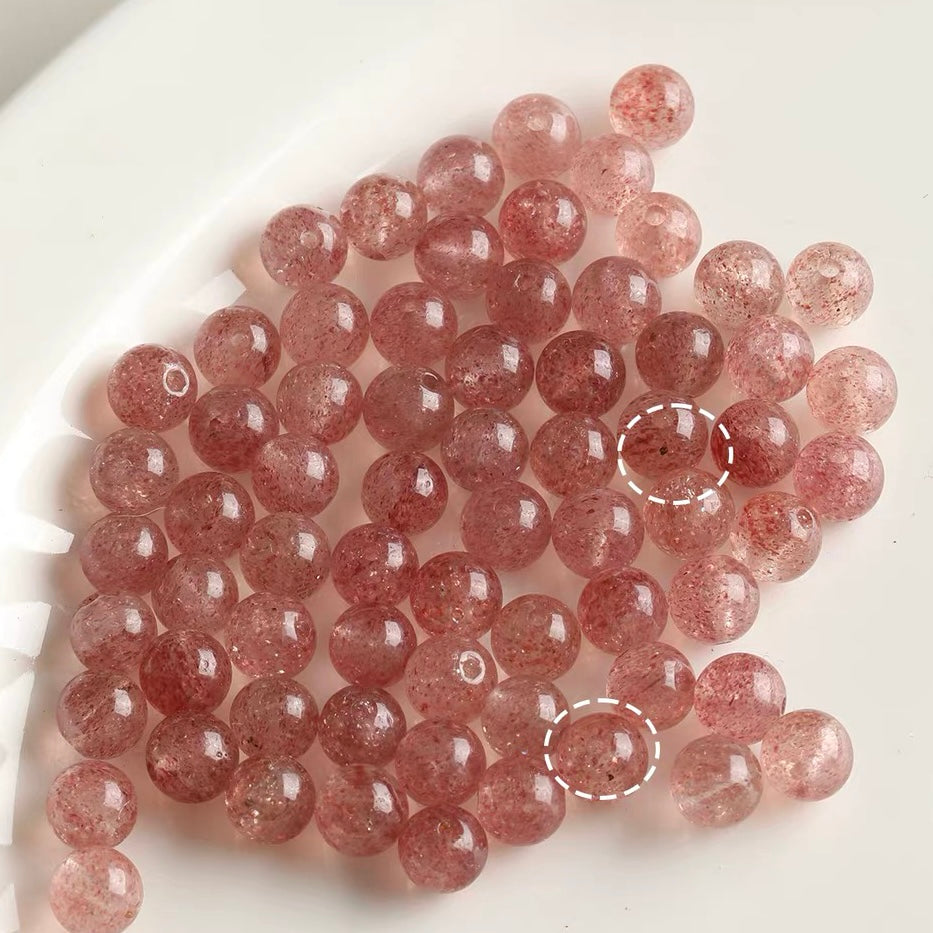 Natural strawberry quartz round bead