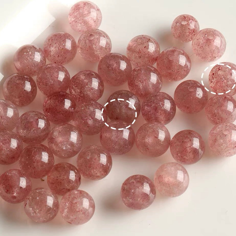 Natural strawberry quartz round bead