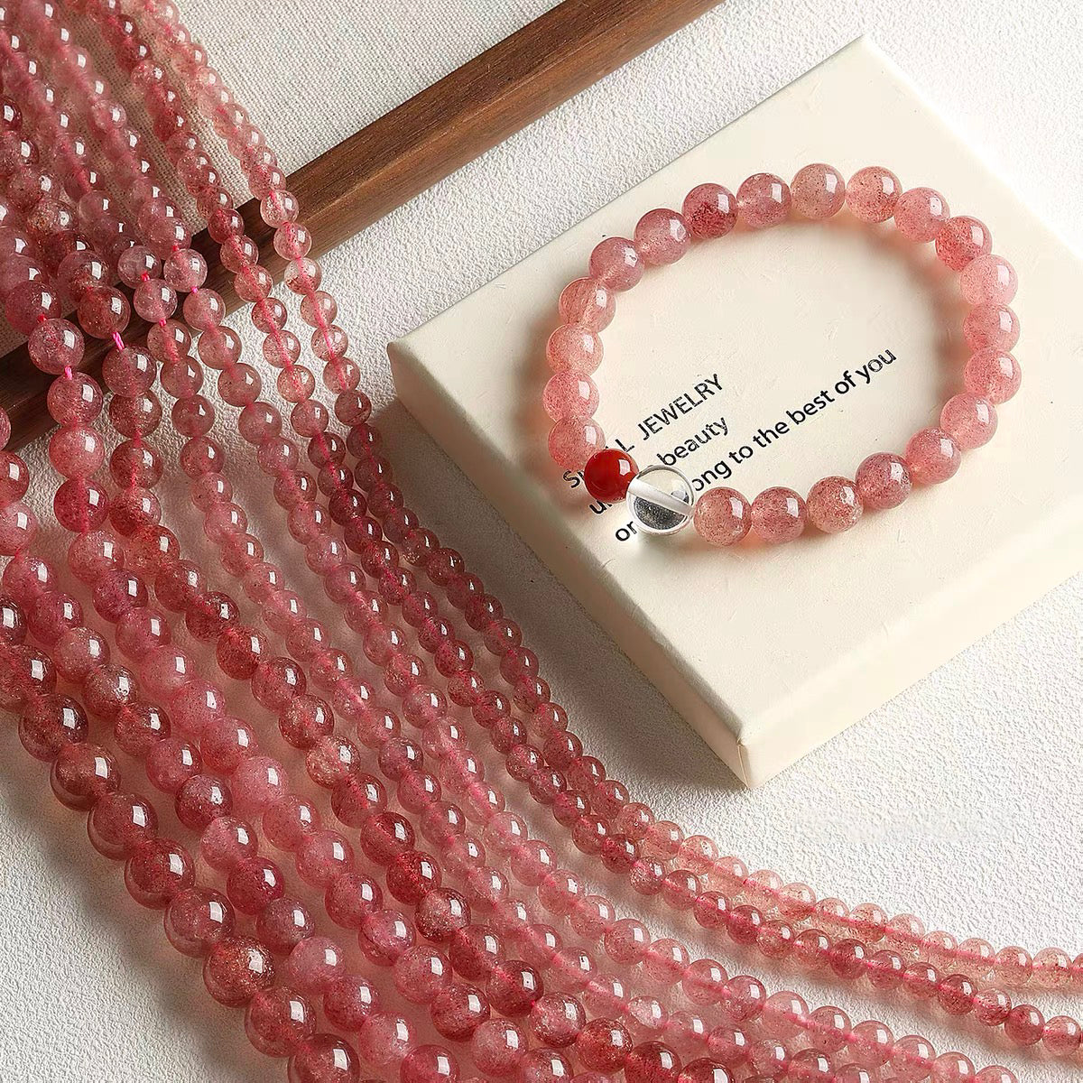 Natural strawberry quartz round bead