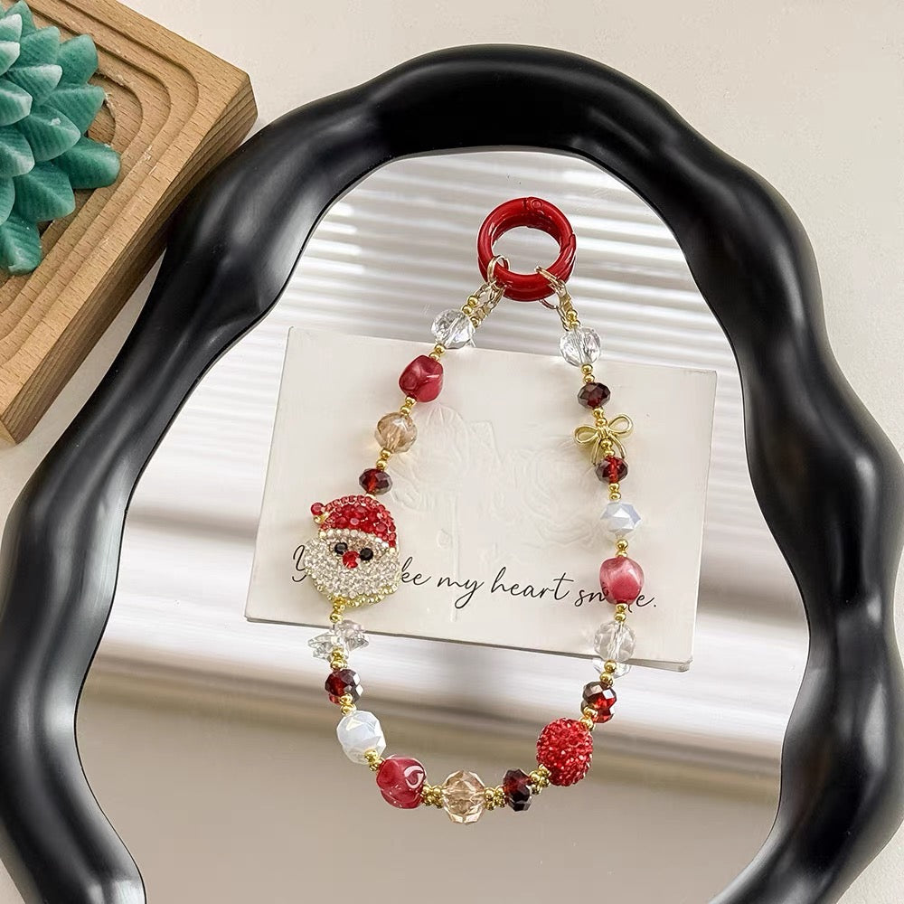 Christmas Full-Diamond Alloy Phone Charm