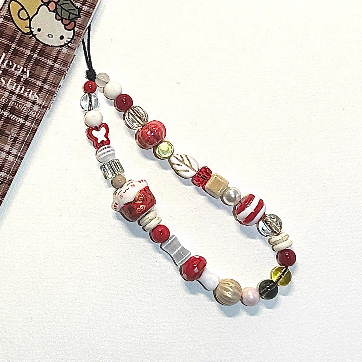 Red Lucky Cat Phone Charm