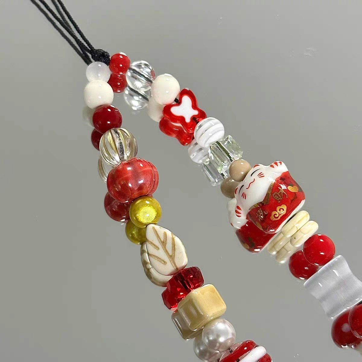 Red Lucky Cat Phone Charm