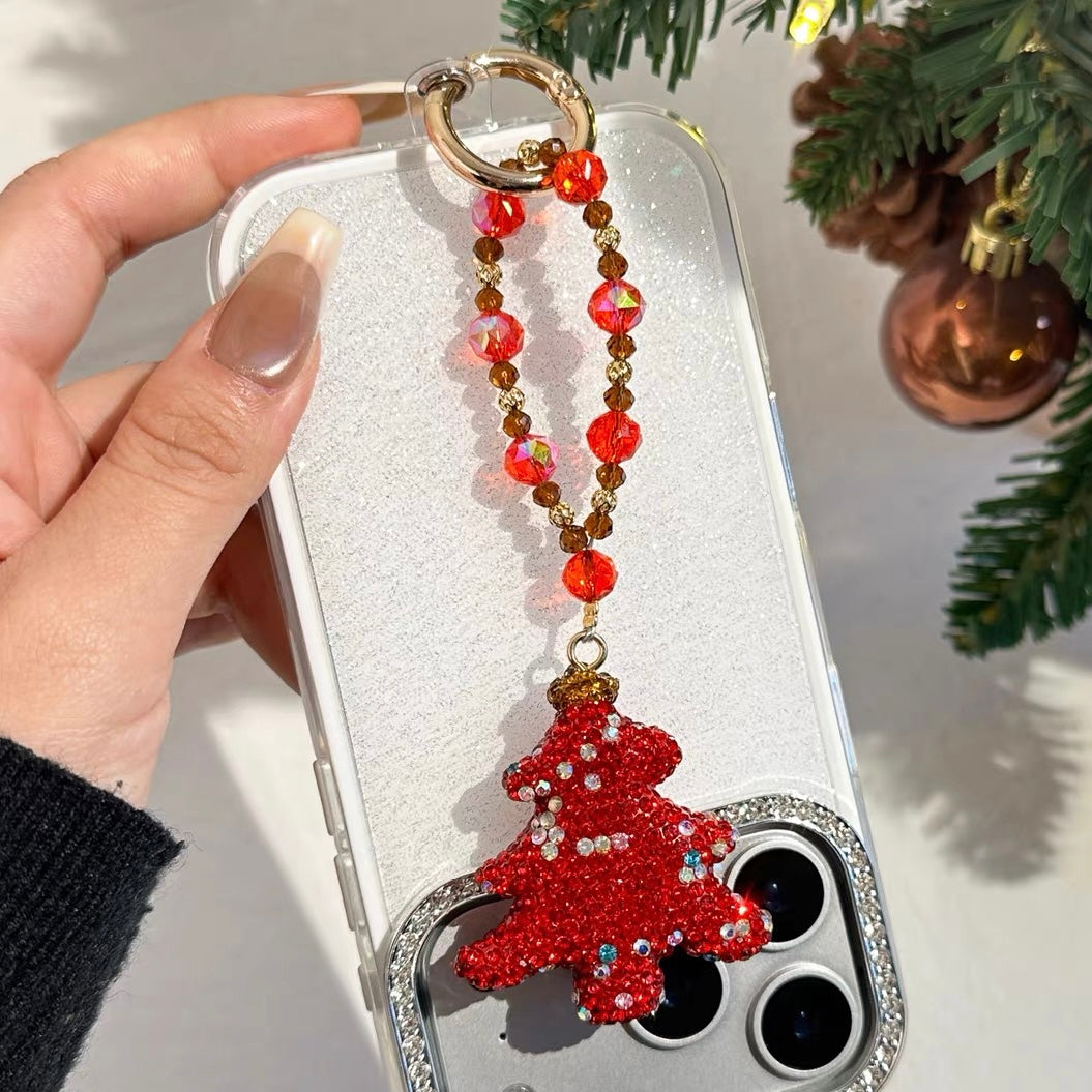 Sparkling Diamond Christmas Tree Keychain & Phone Charm