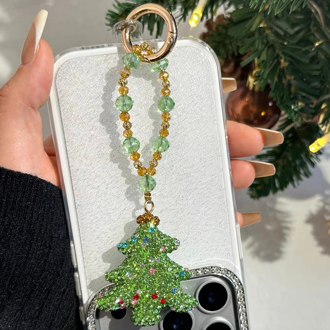 Sparkling Diamond Christmas Tree Keychain & Phone Charm