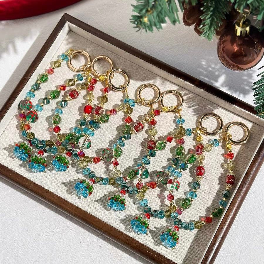 Christmas Tree Crystal Beaded Phone Charm