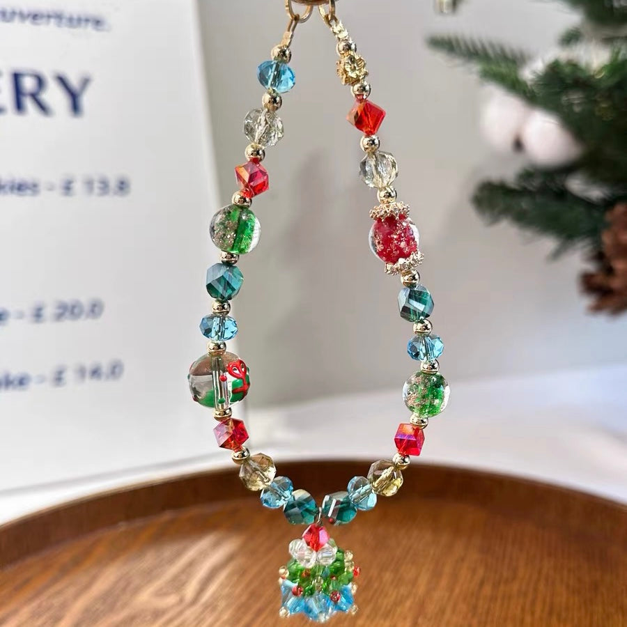 Christmas Tree Crystal Beaded Phone Charm