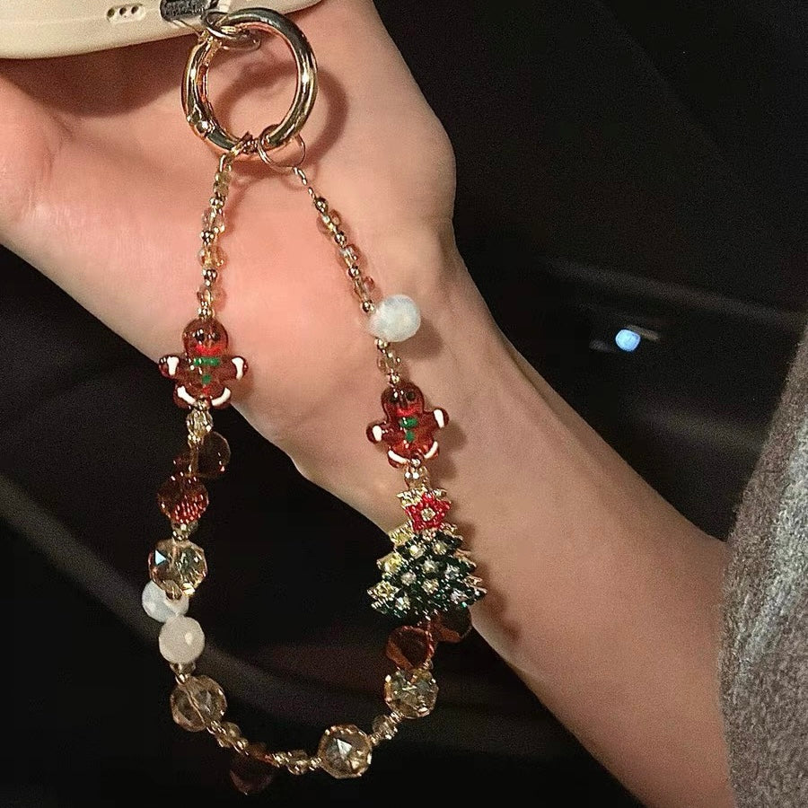 Sparkling Christmas Tree & Gingerbread Man Phone Charm