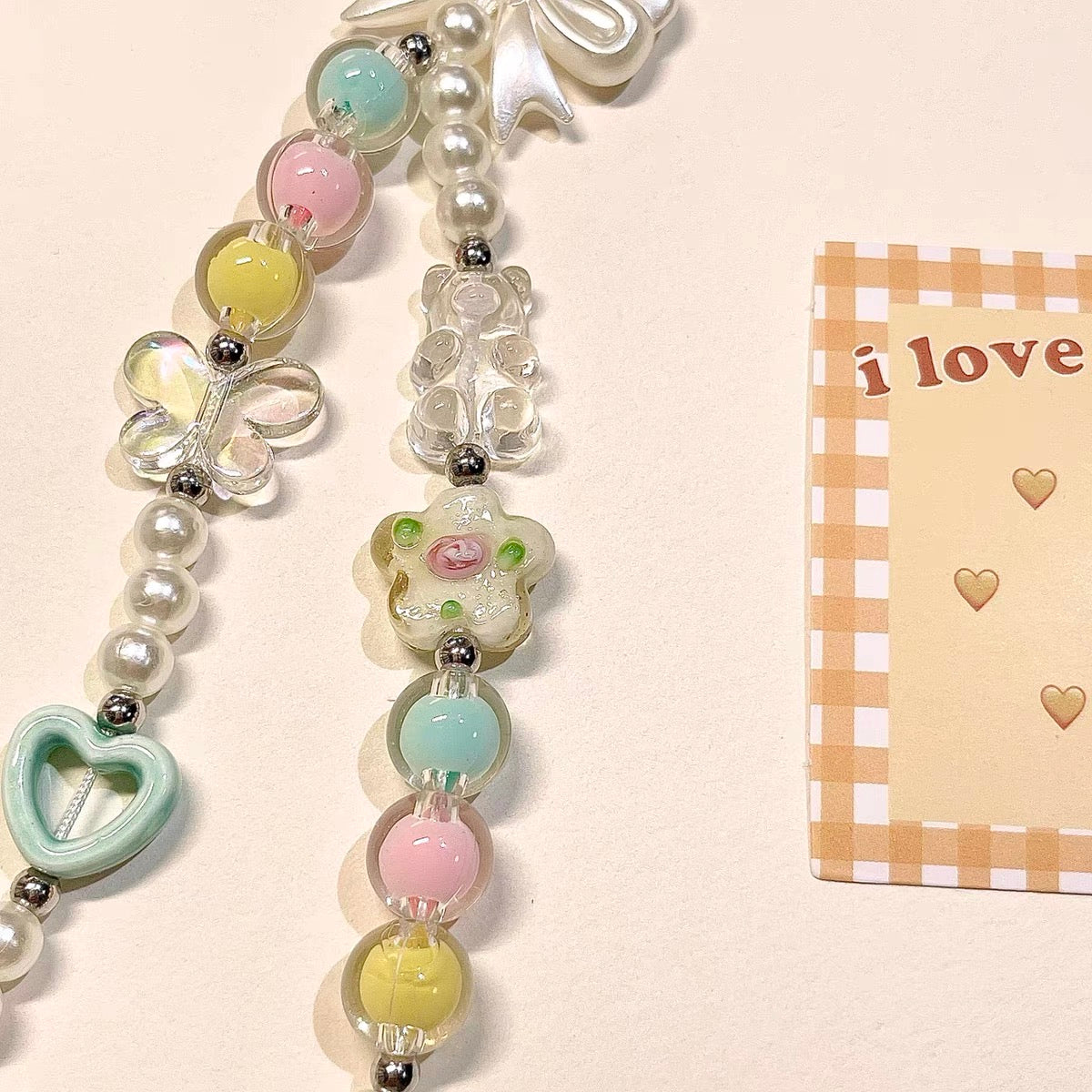 Cute Little Bear Beaded Phone Charm