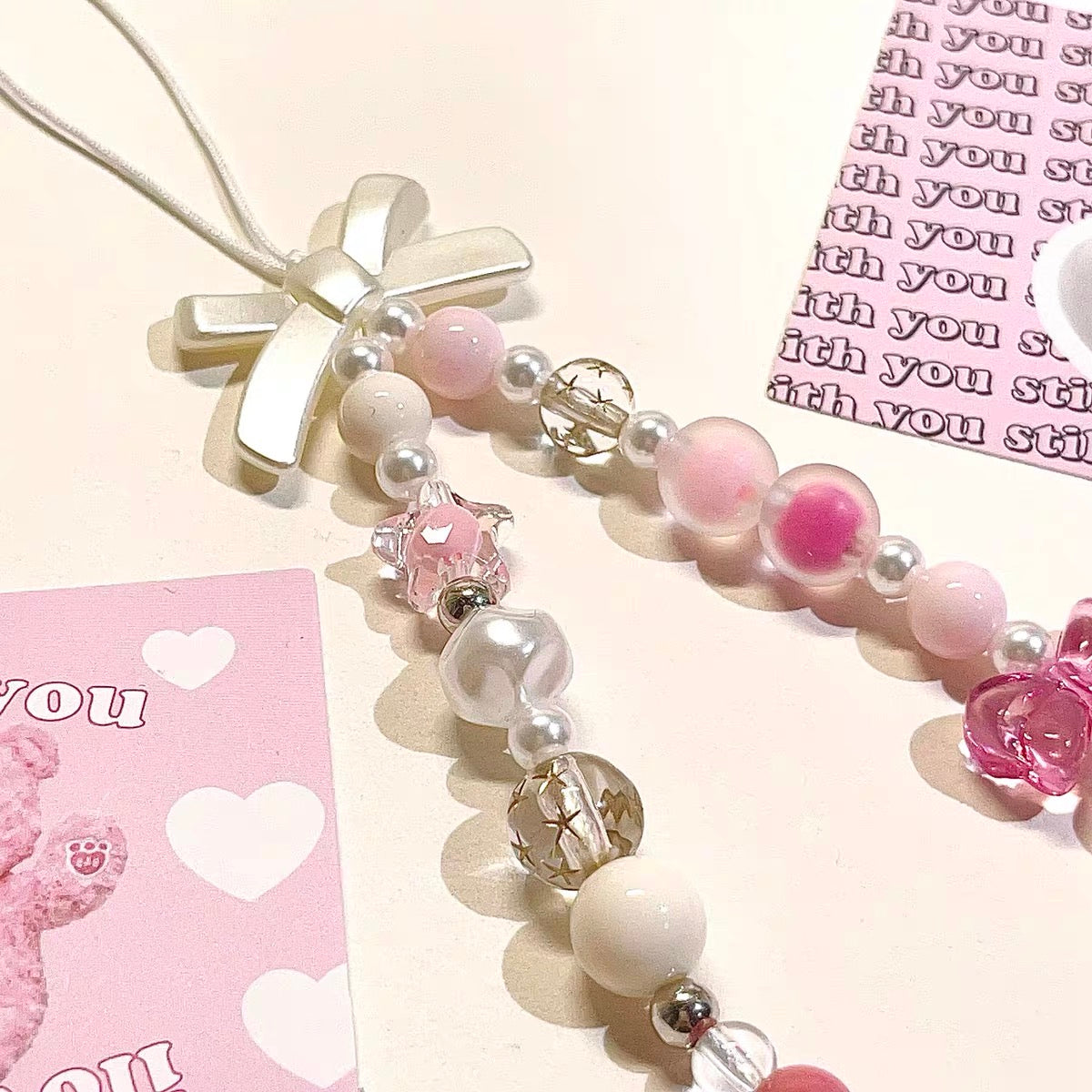Pink Girly Heart Phone Charm