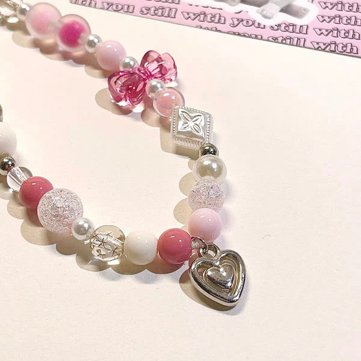 Pink Girly Heart Phone Charm
