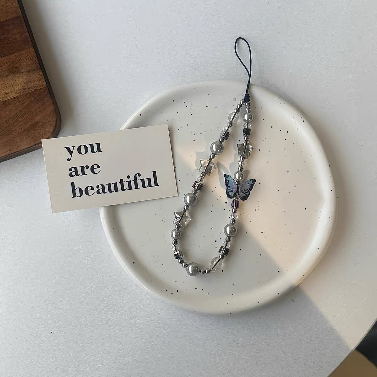 Crystal Butterfly Phone Charm