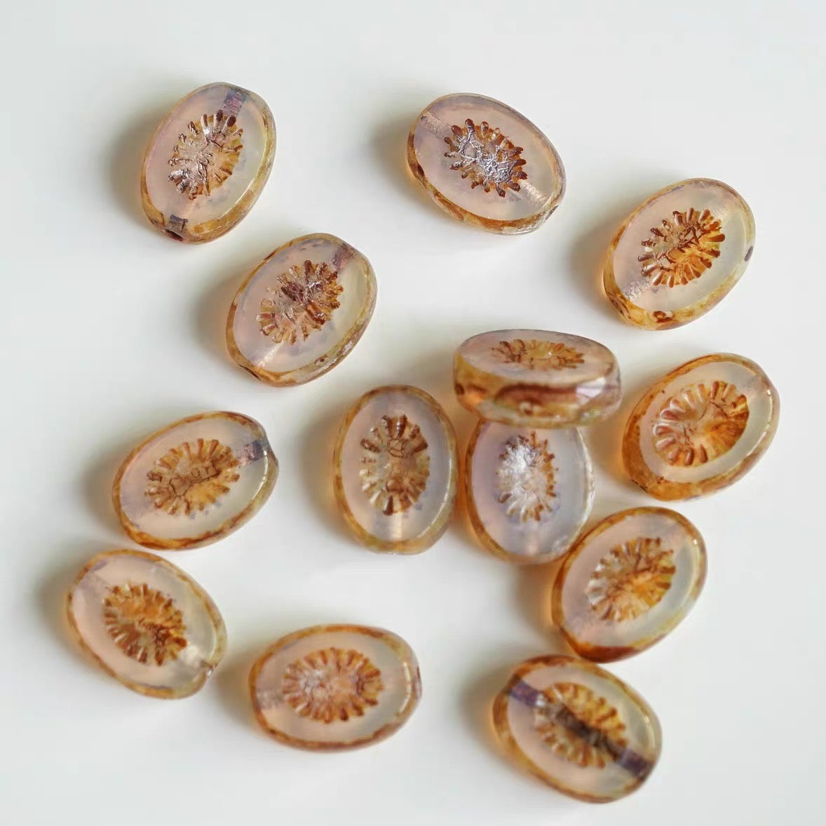 Czech Bead Kiwi Glass Vintage Beads