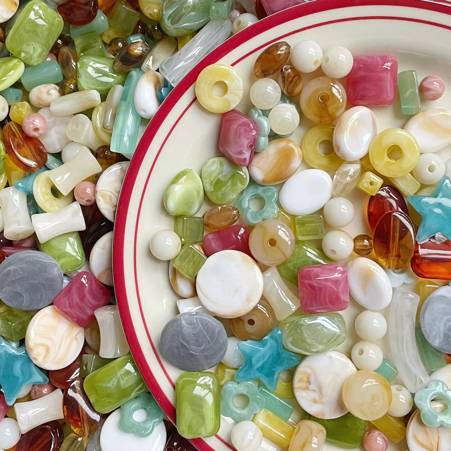 Vintage Acrylic Beads set:50g/1.76oz Mix Random Beads for Bracelet Crafts