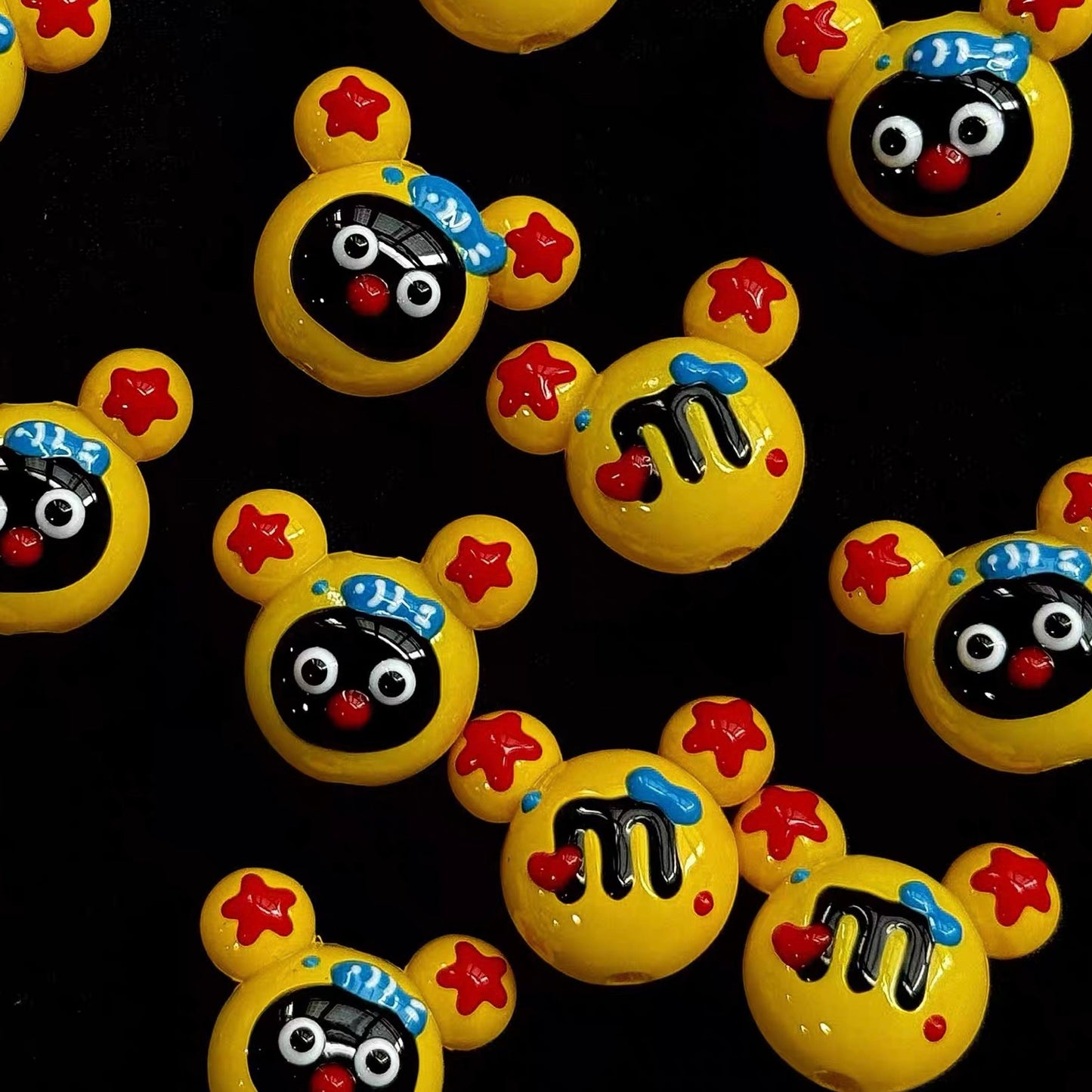 Colorful Contrast Hand-painted Pingu Cute Beads