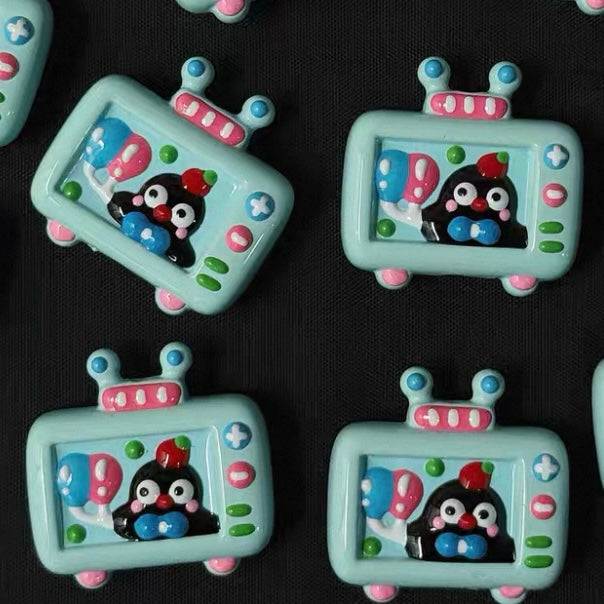 Colorful Contrast Hand-painted Pingu Cute Beads