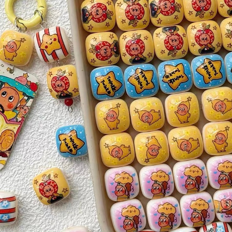 Acrylic Printed Cute Square & Round Beads