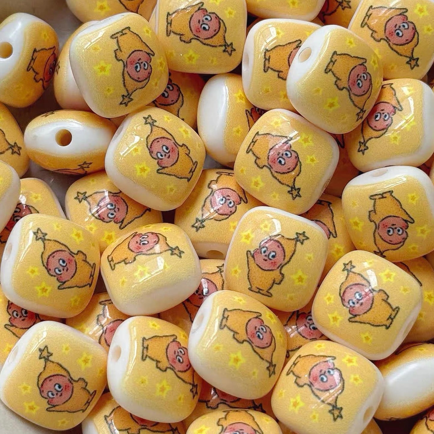 Acrylic Printed Cute Square & Round Beads