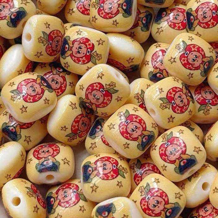 Acrylic Printed Cute Square & Round Beads