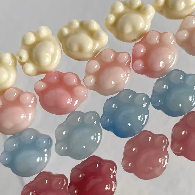 Shell Powder Pressed Cat Paw Beads