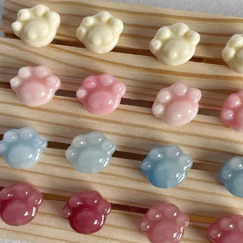 Shell Powder Pressed Cat Paw Beads