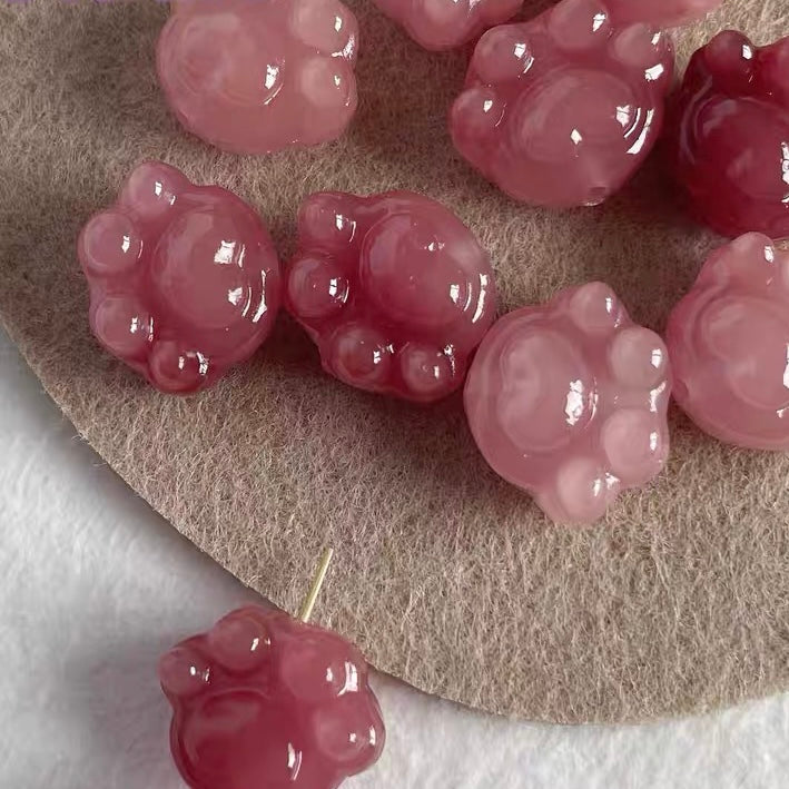 Shell Powder Pressed Cat Paw Beads