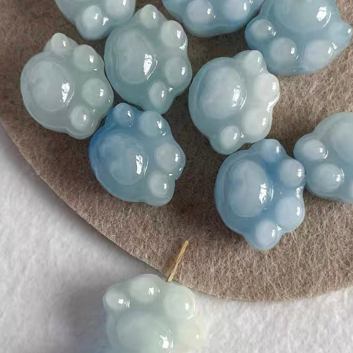 Shell Powder Pressed Cat Paw Beads