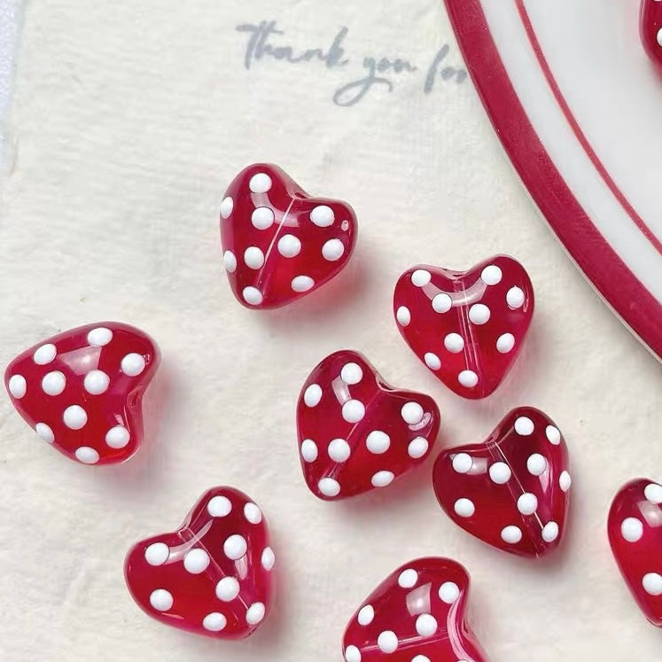 Ceramic Cute Puppy Bone & Heart Beads