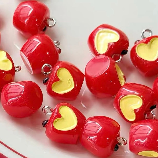 Simulated Apple Pendant & Resin Beads