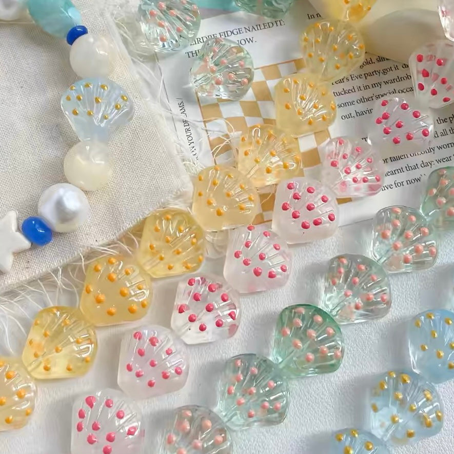Hand-painted Glass Shell Jelly-colored Beads