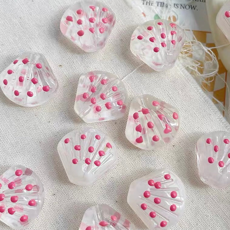 Hand-painted Glass Shell Jelly-colored Beads
