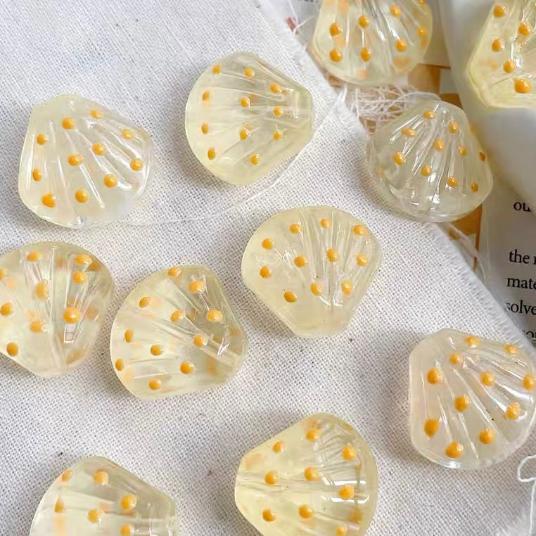 Hand-painted Glass Shell Jelly-colored Beads