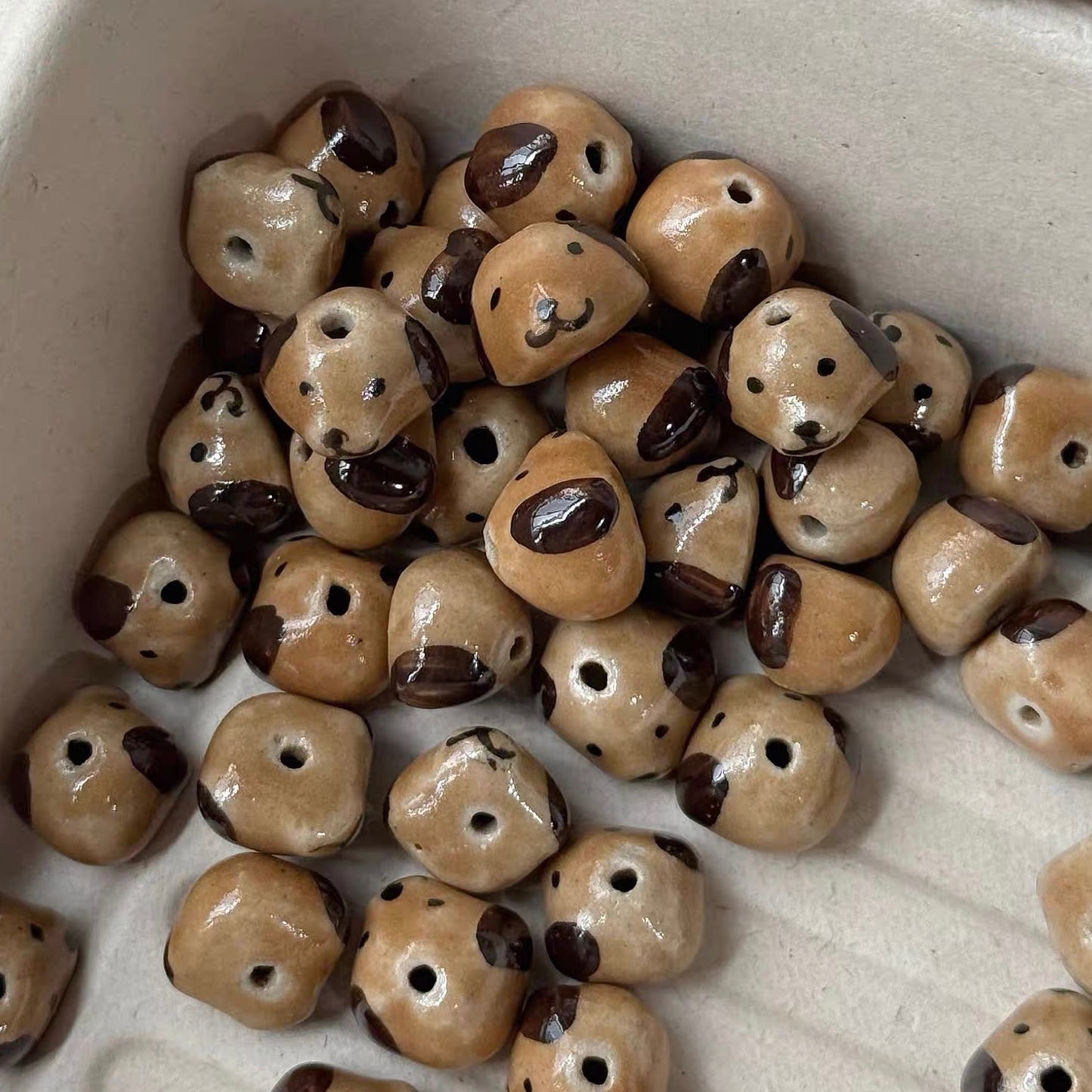 Hand-painted Ceramic Cute Puppy Beads