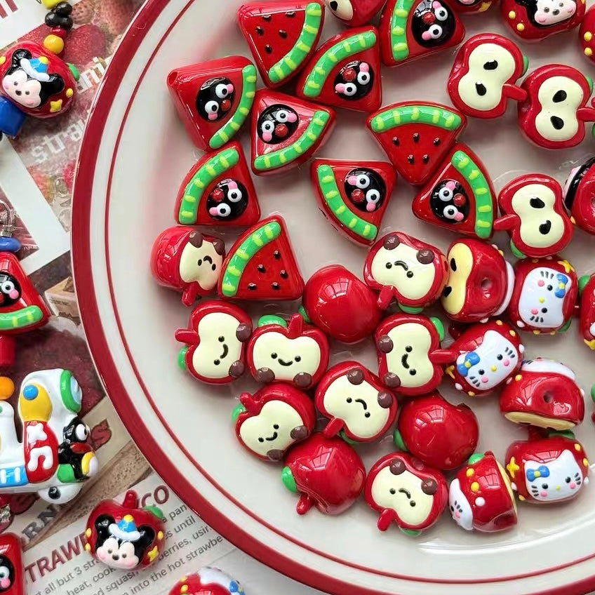Hand-painted Apple Color-block Beads