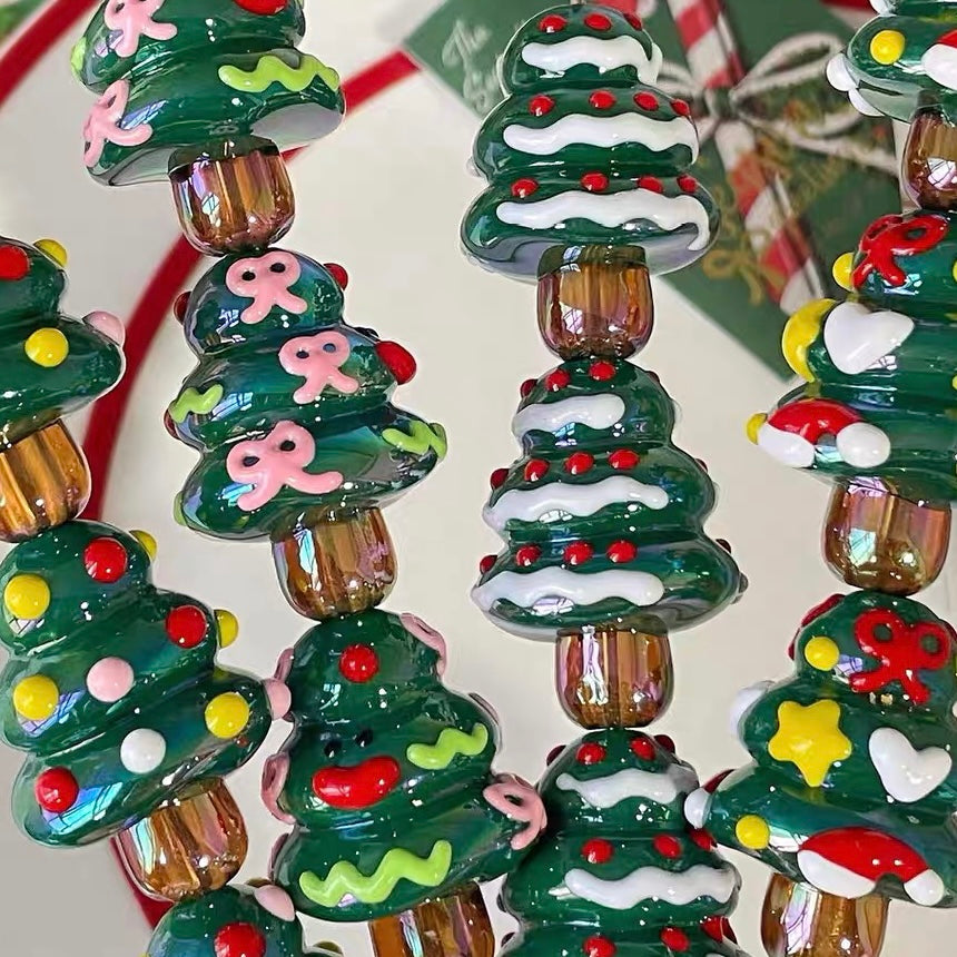 Hand-painted Christmas Tree Acrylic Beads