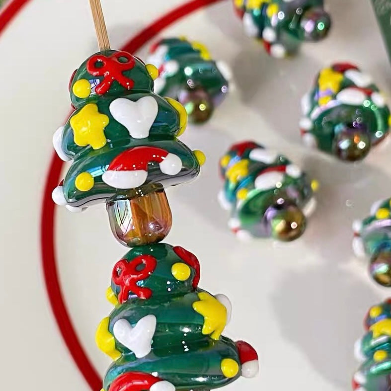 Hand-painted Christmas Tree Acrylic Beads