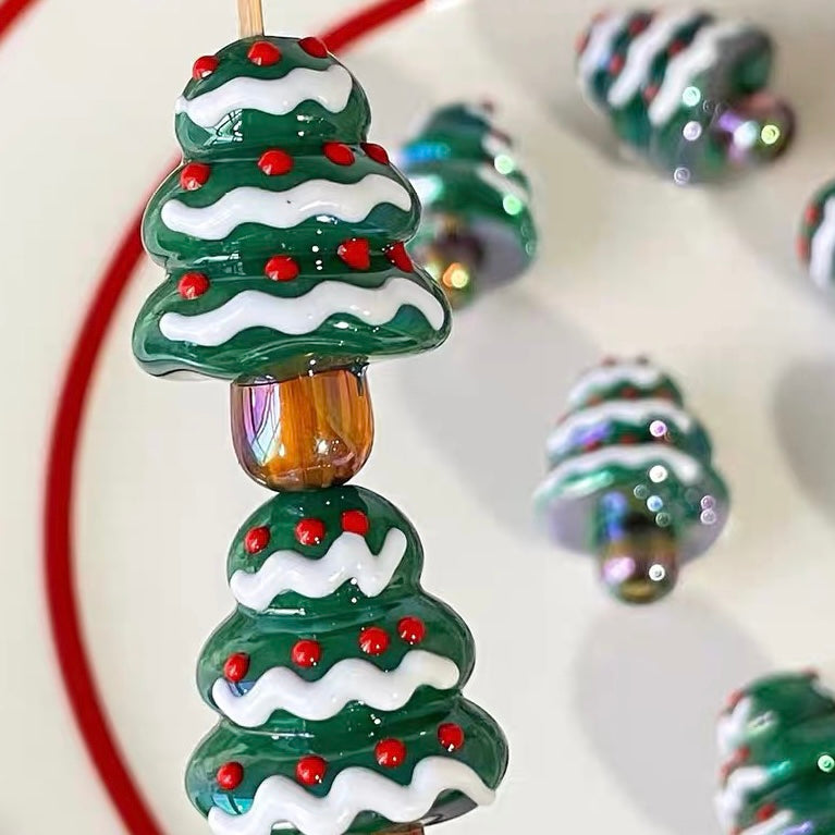 Hand-painted Christmas Tree Acrylic Beads