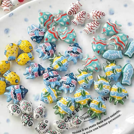 Ceramic Colorful Vintage Little Fish Beads