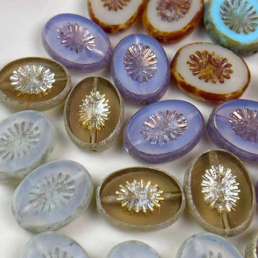 Czech Bead Kiwi Glass Vintage Beads