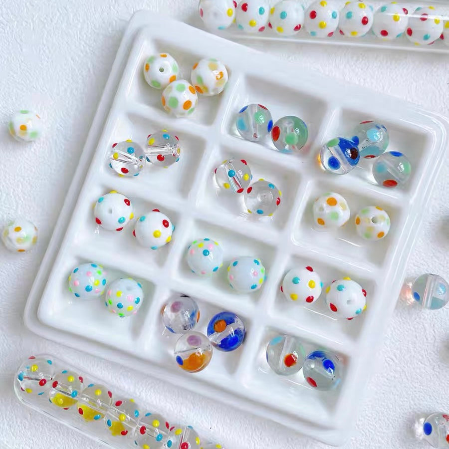 olorful Polka-dot Handmade Glass Beads