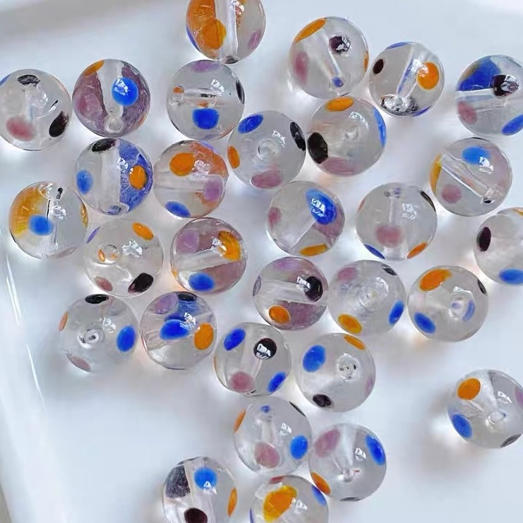 olorful Polka-dot Handmade Glass Beads