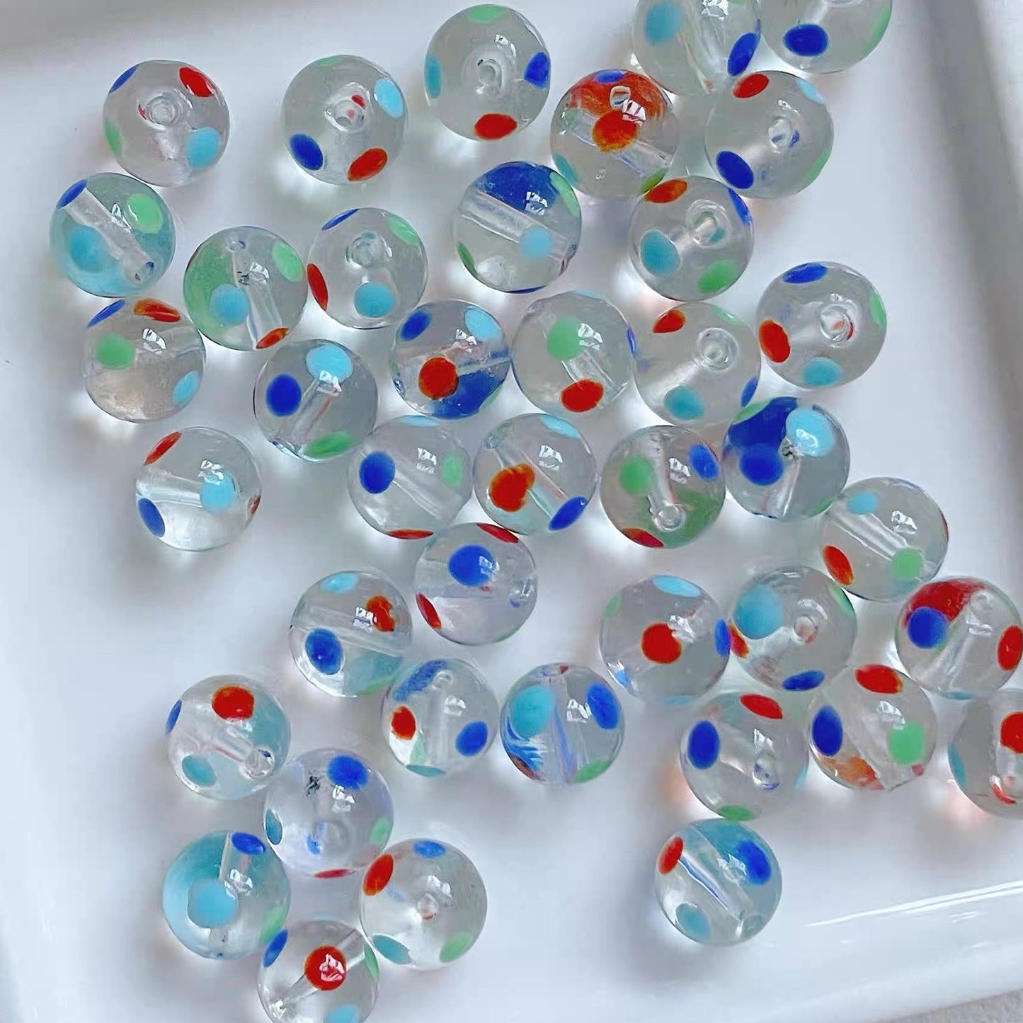olorful Polka-dot Handmade Glass Beads