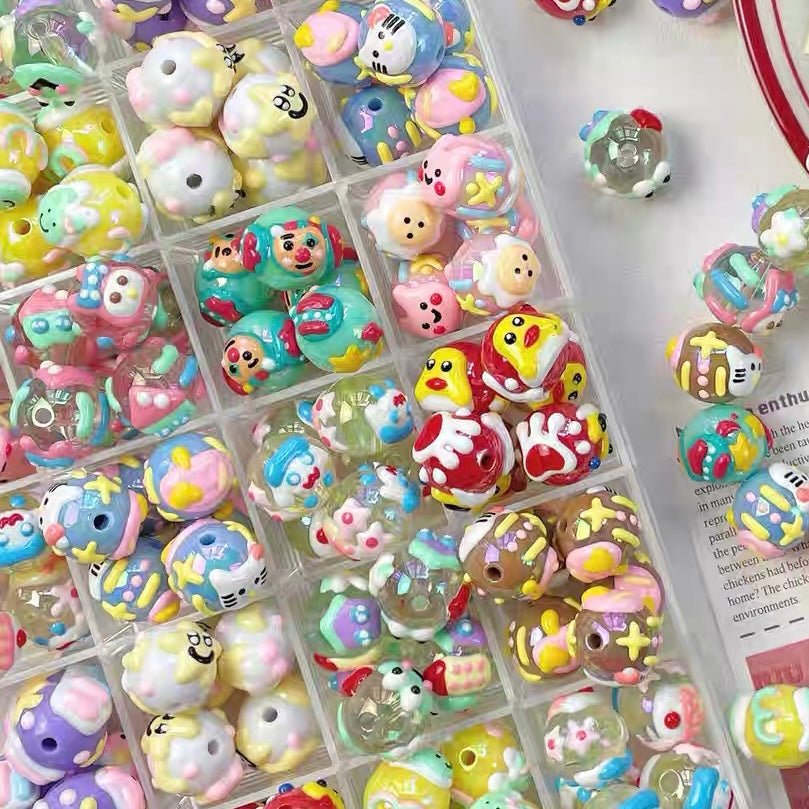 Childlike Hand-painted Color-block Beads